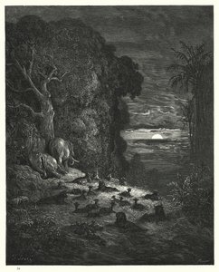 Illustration de Gustave Doré pour Le Paradis Perdu de Milton, Livre VII, vers 581, 582 - Gustave Dore